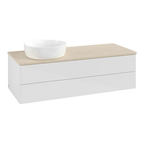 V&B Waschtischunterschrank ohne Frontstruktur, mit Beleuchtung Antao 120x36x50cm, WBP botti., glo wh. Lac