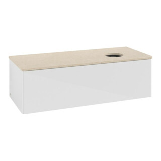 V&B Waschtischunterschrank ohne Frontstruktur, mit Beleuchtung Antao 120x36x50cm, WBP botti., glo wh. Lac