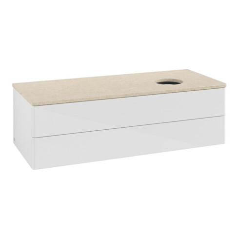 V&B Waschtischunterschrank ohne Frontstruktur, mit Beleuchtung Antao 120x36x50cm, WBP botti., glo wh. Lac