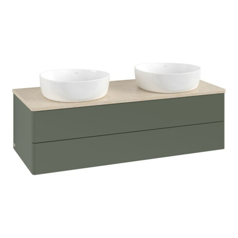 V&B Waschtischunterschrank ohne Frontstruktur, mit Beleuchtung Antao 120x36x50cm, WBP botti., lea gre. m Lac