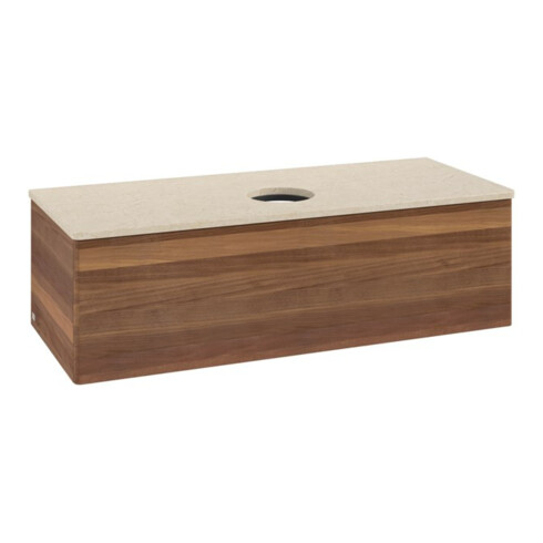 V&B Waschtischunterschrank ohne Frontstruktur, mit Beleuchtung Antao 120x36x50cm, WBP-farbe botti., w. walnut