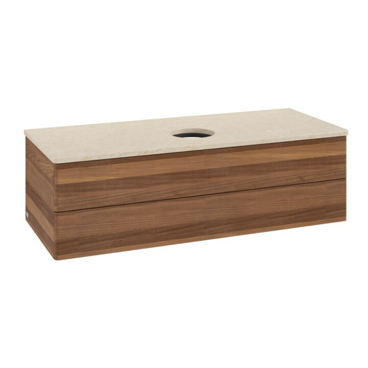 V&B Waschtischunterschrank ohne Frontstruktur, mit Beleuchtung Antao 120x36x50cm, WBP-farbe botti., w. walnut