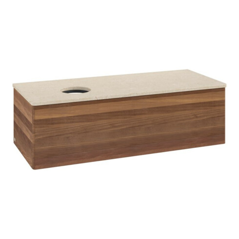 V&B Waschtischunterschrank ohne Frontstruktur, mit Beleuchtung Antao 120x36x50cm, WBP-farbe botti., w. walnut
