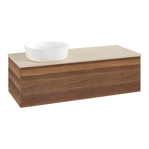 V&B Waschtischunterschrank ohne Frontstruktur, mit Beleuchtung Antao 120x36x50cm, WBP-farbe botti., w. walnut