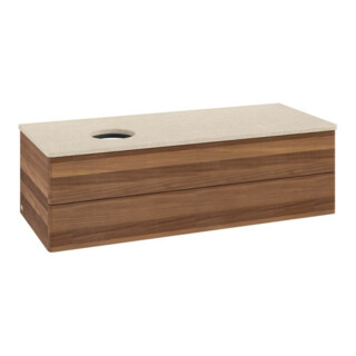 V&B Waschtischunterschrank ohne Frontstruktur, mit Beleuchtung Antao 120x36x50cm, WBP-farbe botti., w. walnut