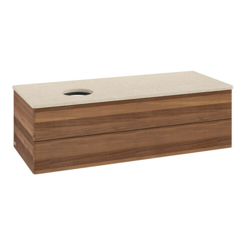 V&B Waschtischunterschrank ohne Frontstruktur, mit Beleuchtung Antao 120x36x50cm, WBP-farbe botti., w. walnut