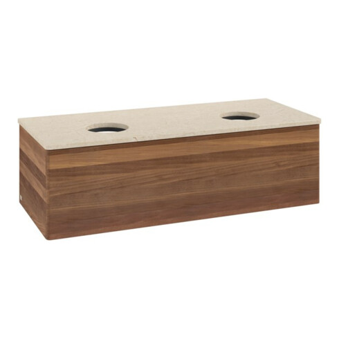 V&B Waschtischunterschrank ohne Frontstruktur, mit Beleuchtung Antao 120x36x50cm, WBP-farbe botti., w. walnut