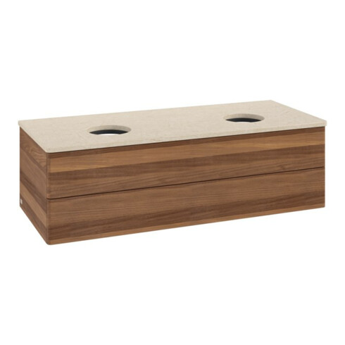 V&B Waschtischunterschrank ohne Frontstruktur, mit Beleuchtung Antao 120x36x50cm, WBP-farbe botti., w. walnut