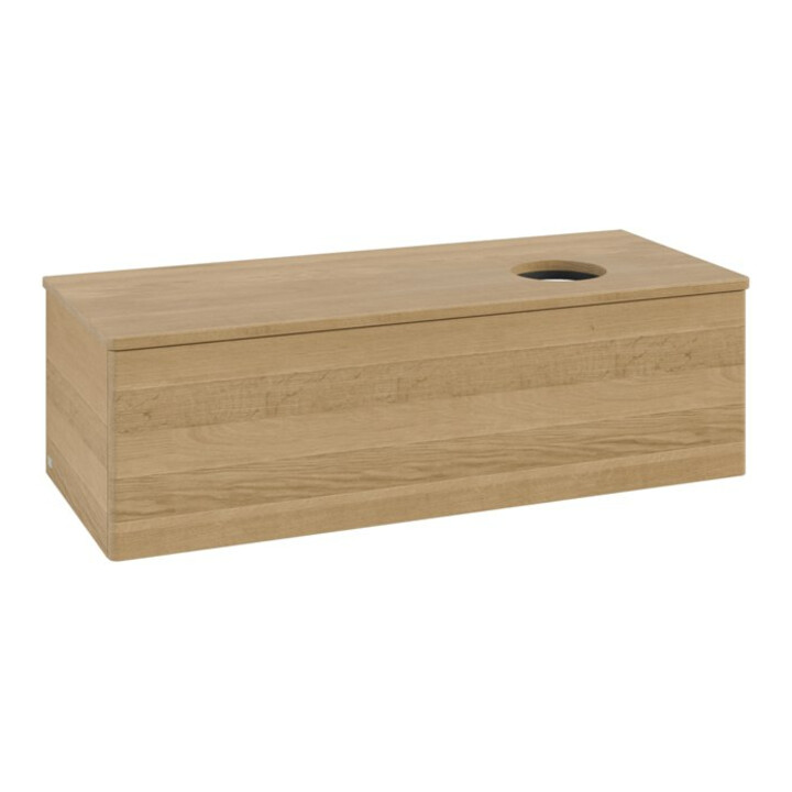 V&B Waschtischunterschrank ohne Frontstruktur, mit Beleuchtung Antao 120x36x50cm, WBP-farbe hon. Oa, hon. oak