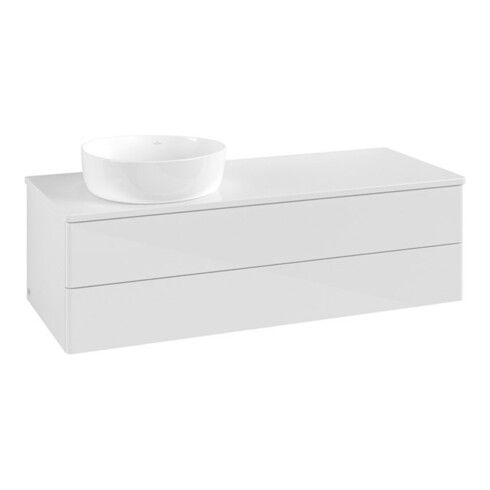 V&B Waschtischunterschrank ohne Frontstruktur, mit Beleuchtung Antao 120x36x50cm, WBP-farbe Lac, glo wh. Lac