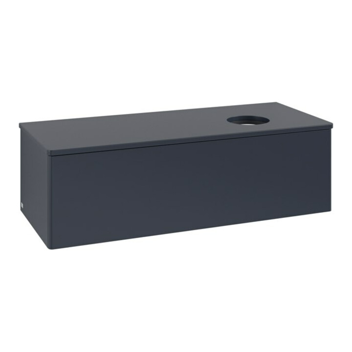 V&B Waschtischunterschrank ohne Frontstruktur, mit Beleuchtung Antao 120x36x50cm, WBP-farbe Lac, md bl. m Lac