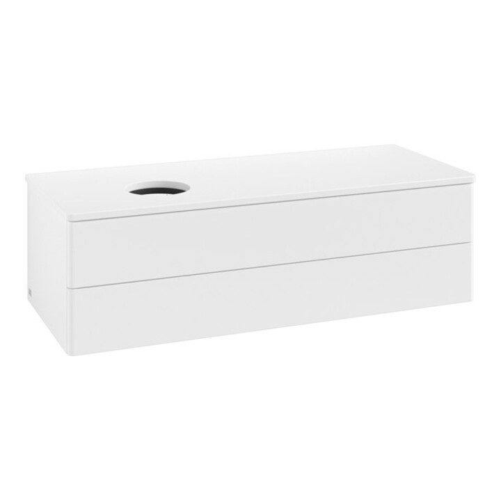 V&B Waschtischunterschrank ohne Frontstruktur, mit Beleuchtung Antao 120x36x50cm, WBP-farbe Lac, wh. m Lac