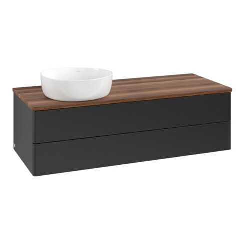 V&B Waschtischunterschrank ohne Frontstruktur, mit Beleuchtung Antao 120x36x50cm, WBP-farbe w. wal, bla m Lac