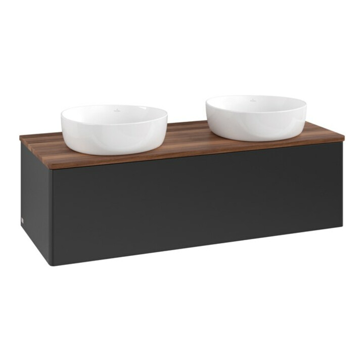 V&B Waschtischunterschrank ohne Frontstruktur, mit Beleuchtung Antao 120x36x50cm, WBP-farbe w. wal, bla m Lac