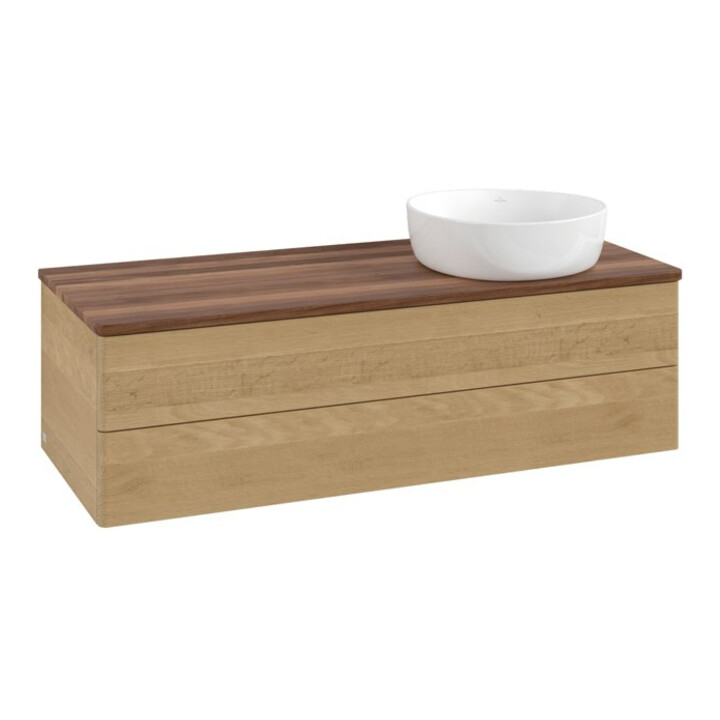 V&B Waschtischunterschrank ohne Frontstruktur, mit Beleuchtung Antao 120x36x50cm, WBP-farbe w. wal, honey oak