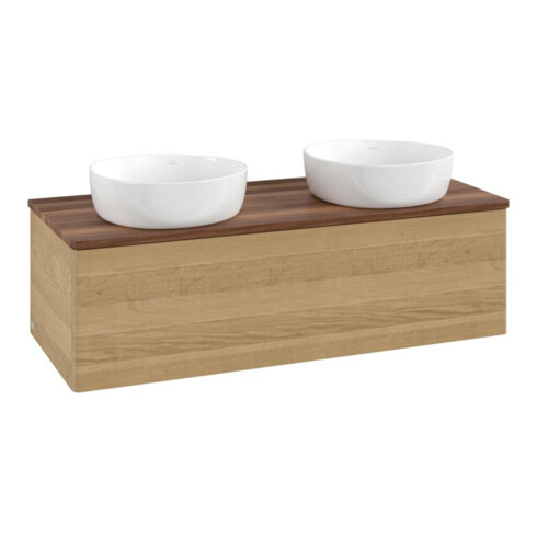 V&B Waschtischunterschrank ohne Frontstruktur, mit Beleuchtung Antao 120x36x50cm, WBP-farbe w. wal, honey oak