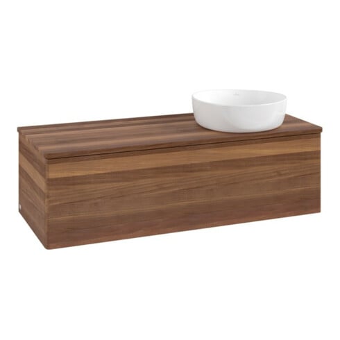 V&B Waschtischunterschrank ohne Frontstruktur, mit Beleuchtung Antao 120x36x50cm, WBP-farbe w. wal, w. walnut