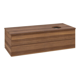 V&B Waschtischunterschrank ohne Frontstruktur, mit Beleuchtung Antao 120x36x50cm, WBP-farbe w. wal, w. walnut