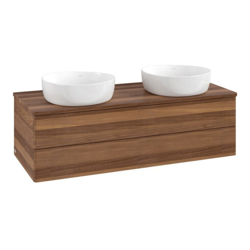 V&B Waschtischunterschrank ohne Frontstruktur, mit Beleuchtung Antao 120x36x50cm, WBP-farbe w. wal, w. walnut