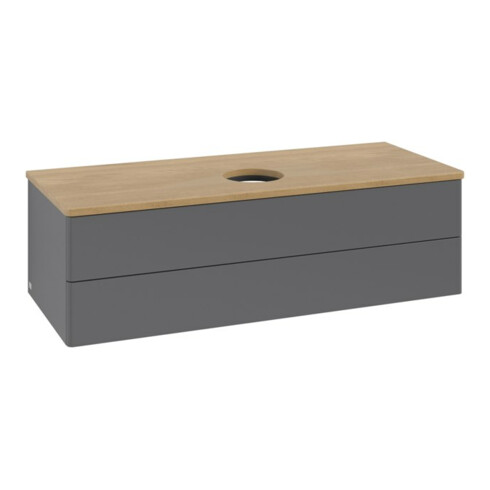 V&B Waschtischunterschrank ohne Frontstruktur, mit Beleuchtung Antao 120x36x50cm, WBP hon. Oa, Anthrac. m Lac