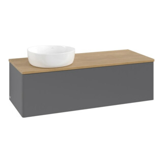 V&B Waschtischunterschrank ohne Frontstruktur, mit Beleuchtung Antao 120x36x50cm, WBP hon. Oa, Anthrac. m Lac