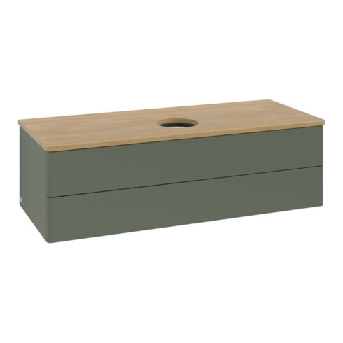 V&B Waschtischunterschrank ohne Frontstruktur, mit Beleuchtung Antao 120x36x50cm, WBP hon. Oa, lea gre. m Lac