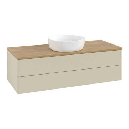V&B Waschtischunterschrank ohne Frontstruktur, mit Beleuchtung Antao 120x36x50cm, WBP hon. Oa, si Gr m Lac