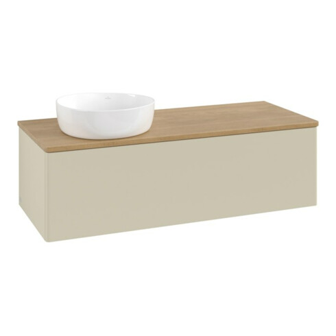 V&B Waschtischunterschrank ohne Frontstruktur, mit Beleuchtung Antao 120x36x50cm, WBP hon. Oa, si Gr m Lac