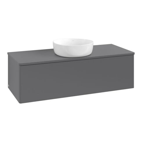 V&B Waschtischunterschrank ohne Frontstruktur, mit Beleuchtung Antao 120x36x50cm, WBP Lac, Anthrac. m Lac