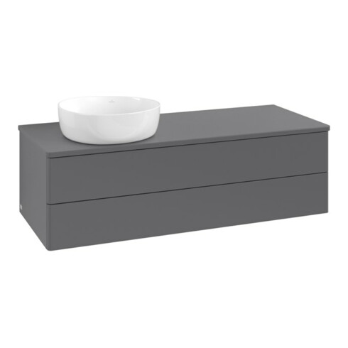 V&B Waschtischunterschrank ohne Frontstruktur, mit Beleuchtung Antao 120x36x50cm, WBP Lac, Anthrac. m Lac