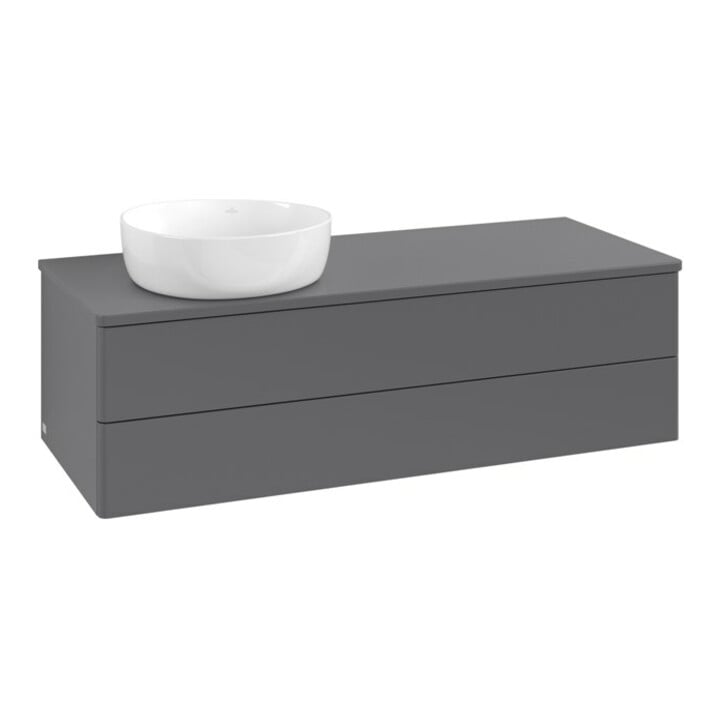 V&B Waschtischunterschrank ohne Frontstruktur, mit Beleuchtung Antao 120x36x50cm, WBP Lac, Anthrac. m Lac