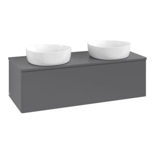 V&B Waschtischunterschrank ohne Frontstruktur, mit Beleuchtung Antao 120x36x50cm, WBP Lac, Anthrac. m Lac