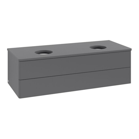 V&B Waschtischunterschrank ohne Frontstruktur, mit Beleuchtung Antao 120x36x50cm, WBP Lac, Anthrac. m Lac