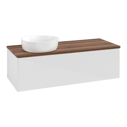 V&B Waschtischunterschrank ohne Frontstruktur, mit Beleuchtung Antao 120x36x50cm, WBP w. wal, glo wh. Lac