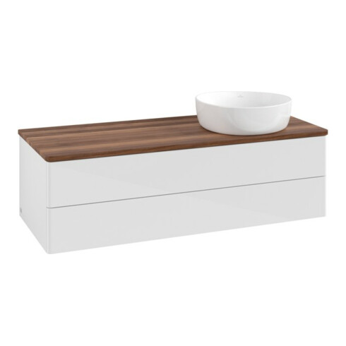 V&B Waschtischunterschrank ohne Frontstruktur, mit Beleuchtung Antao 120x36x50cm, WBP w. wal, glo wh. Lac