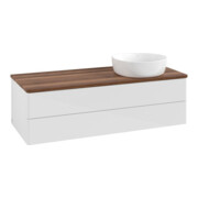 V&B Waschtischunterschrank ohne Frontstruktur, mit Beleuchtung Antao 120x36x50cm, WBP w. wal, glo wh. Lac
