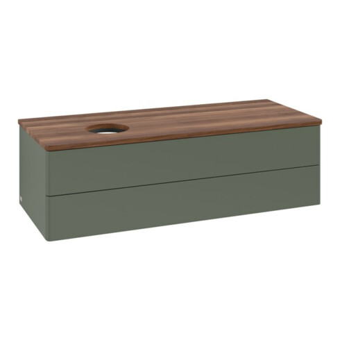 V&B Waschtischunterschrank ohne Frontstruktur, mit Beleuchtung Antao 120x36x50cm, WBP w. wal, lea gre. m Lac