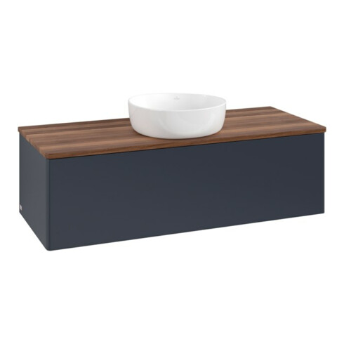 V&B Waschtischunterschrank ohne Frontstruktur, mit Beleuchtung Antao 120x36x50cm, WBP w. wal, md bl. m Lac