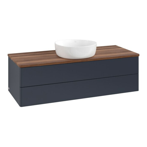 V&B Waschtischunterschrank ohne Frontstruktur, mit Beleuchtung Antao 120x36x50cm, WBP w. wal, md bl. m Lac