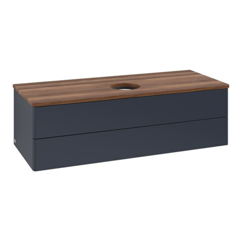 V&B Waschtischunterschrank ohne Frontstruktur, mit Beleuchtung Antao 120x36x50cm, WBP w. wal, md bl. m Lac
