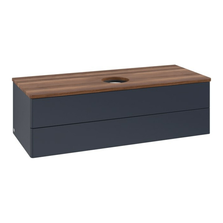 V&B Waschtischunterschrank ohne Frontstruktur, mit Beleuchtung Antao 120x36x50cm, WBP w. wal, md bl. m Lac