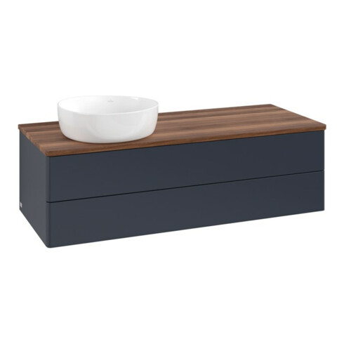 V&B Waschtischunterschrank ohne Frontstruktur, mit Beleuchtung Antao 120x36x50cm, WBP w. wal, md bl. m Lac