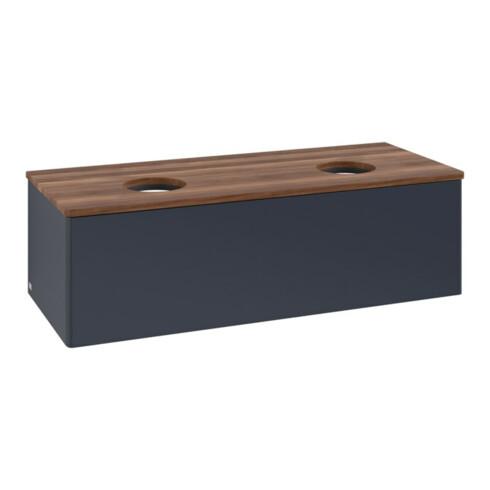 V&B Waschtischunterschrank ohne Frontstruktur, mit Beleuchtung Antao 120x36x50cm, WBP w. wal, md bl. m Lac