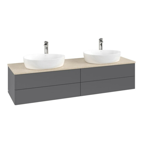 V&B Waschtischunterschrank ohne Frontstruktur, mit Beleuchtung Antao 160x50cm, HL, WBP botti., Anthrac. m Lac