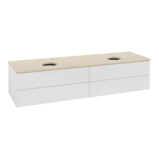 V&B Waschtischunterschrank ohne Frontstruktur, mit Beleuchtung Antao 160x50cm, HL, WBP botti., glo wh. Lac
