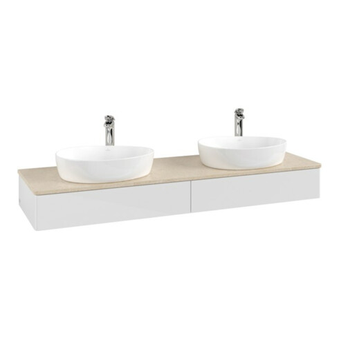 V&B Waschtischunterschrank ohne Frontstruktur, mit Beleuchtung Antao 160x50cm, HL, WBP botti., glo wh. Lac