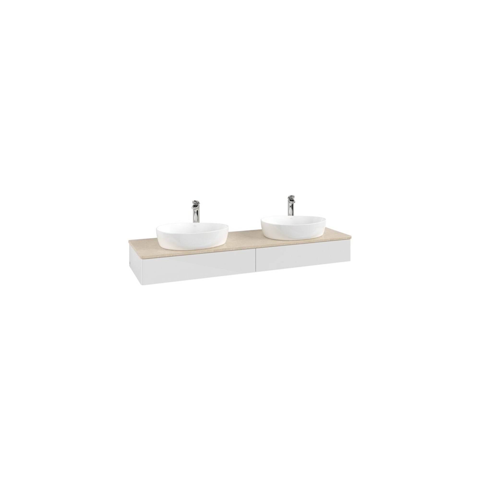 V&B Waschtischunterschrank ohne Frontstruktur, mit Beleuchtung Antao 160x50cm, HL, WBP botti., glo wh. Lac ; Villeroy & Boch