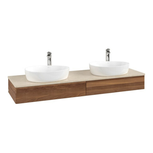V&B Waschtischunterschrank ohne Frontstruktur, mit Beleuchtung Antao 160x50cm, HL, WBP-farbe botti., w. wal