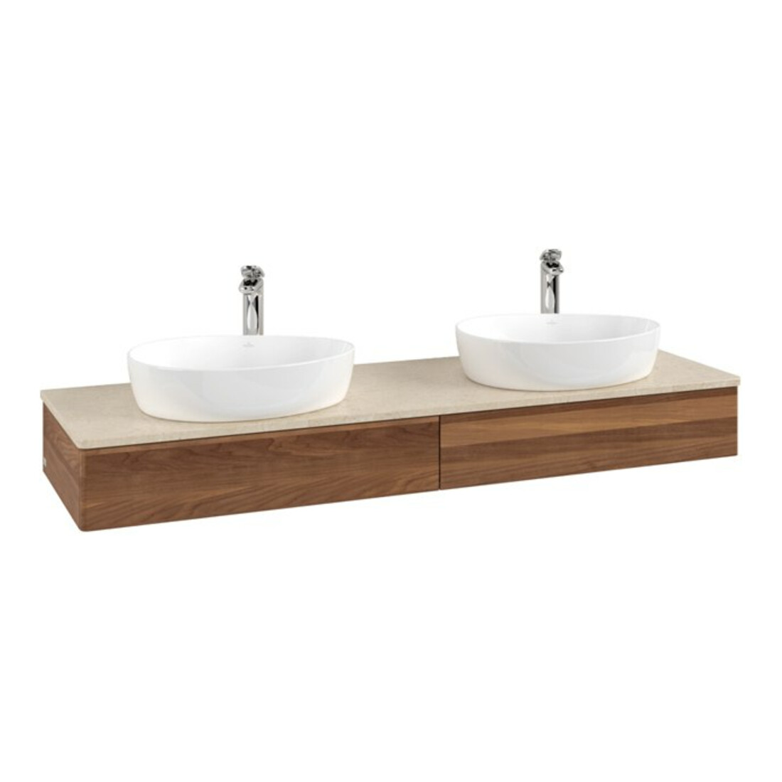 V&B Waschtischunterschrank ohne Frontstruktur, mit Beleuchtung Antao 160x50cm, HL, WBP-farbe botti., w. wal