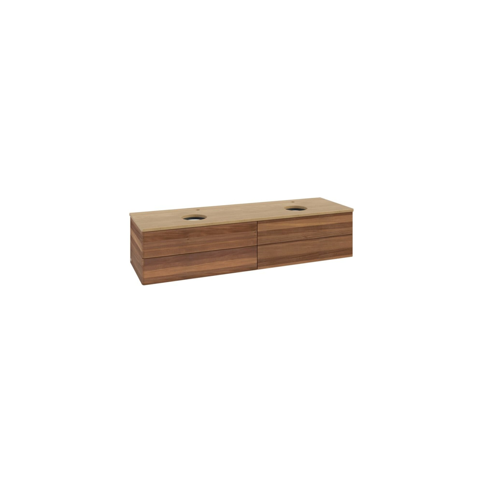 V&B Waschtischunterschrank ohne Frontstruktur, mit Beleuchtung Antao 160x50cm, HL, WBP-farbe hon. Oa, w. wal ; Villeroy & Boch